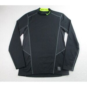 Nike Pro Shirt Mens M Fitted Black Long‎ Sleeve Pullover Dri-Fit Training Active